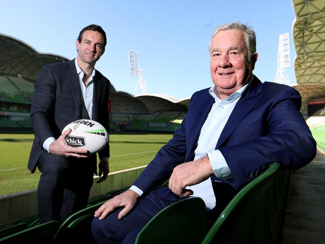 18/09/2019 Storm CEO Dave Donaghy and owner Gerry Ryan and  at AAMI park in Melbourne. Picture : David Geraghty , The Australian.