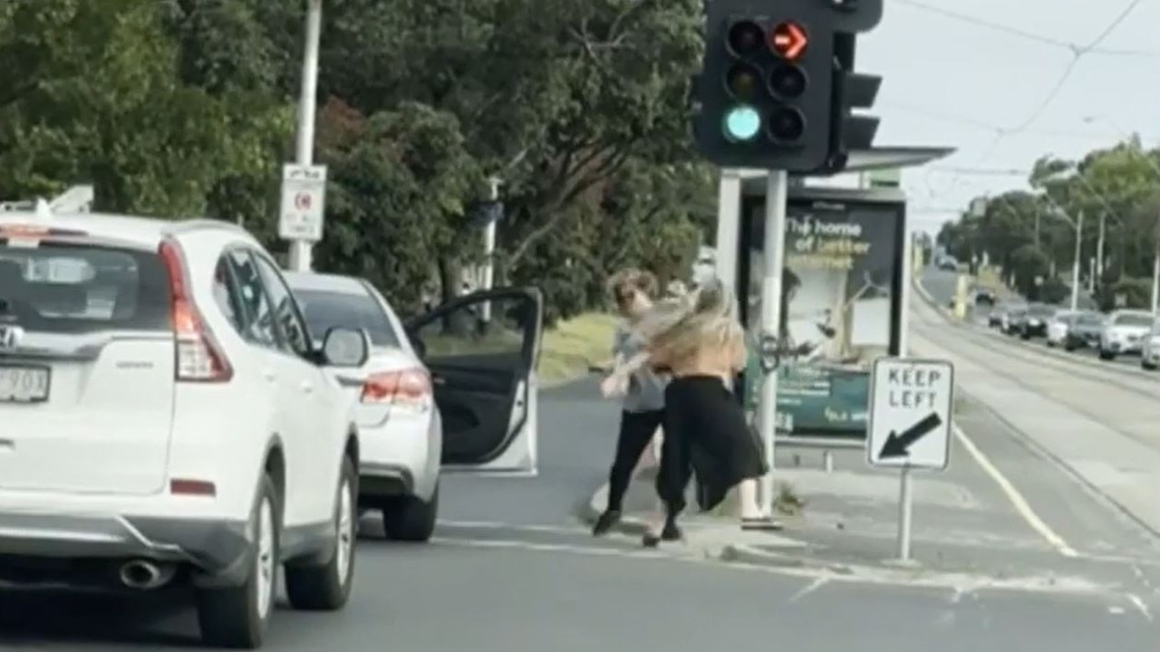 Two women brawl in a Melbourne street. Picture: Today