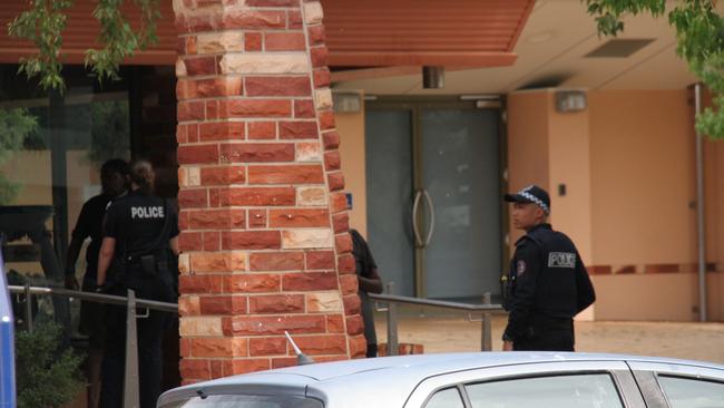 Dozens of police responded to fighting on the Alice Springs Town Council lawns Tuesday, November 12. Picture: Gera Kazakov