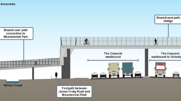 View of the proposed shared user path bridge as part of the modification.