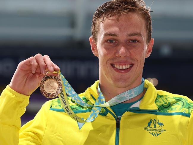 BIRMINGHAM 2022 COMMONWEALTH GAMES. 29/07/2022 . Day 1.  Swimming at the Sandwell Aquatic Centre.  Mens 200 mtr breaststroke final. Australian swimmer Zac Stubblety-Cook wins the gold medal in the Mens 200 metres breaststroke at the 2022 Birmingham Commonwealth games  . Picture: Michael Klein