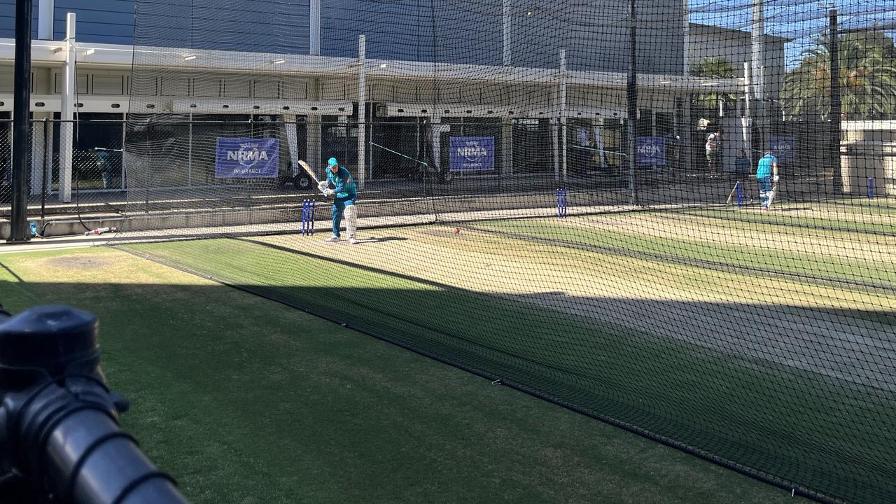 A watchful Steve Smith in the nets.