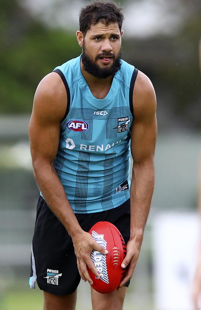 Paddy Ryder at Port Adelaide training at Alberton Oval. Picture: SARAH REED