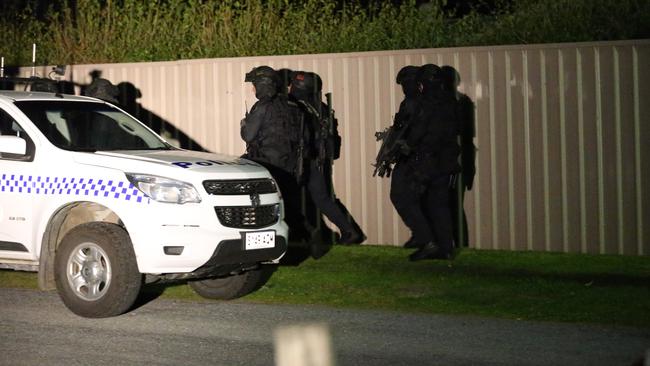 Police at Goolwa in 2015 where Luke Brandon was involved in an eight-hour siege. Picture: Stephen Laffer