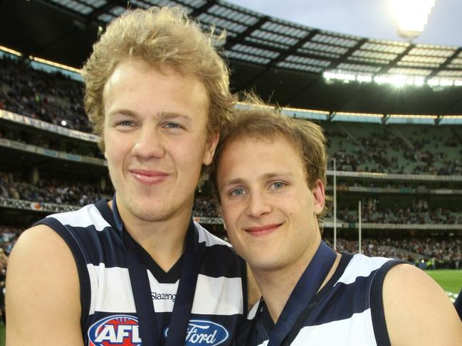 2007 Grand Final. Geelong v Port Adelaide. MCG. Nathan Ablett and Gary Ablett Jr. Picture: Alex Coppel