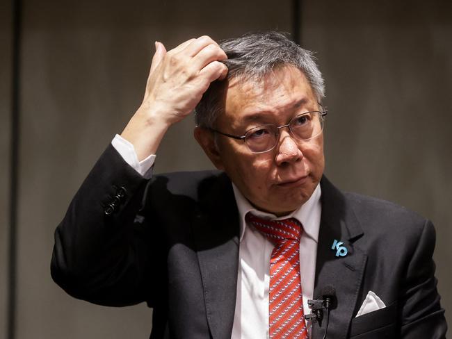 Ko Wen-je, chairman of the Taiwan People's Party (TPP) and presidential candidate, delivers a speech during a news conference at Regent Hotel in Taipei on October 24, 2023. (Photo by I-Hwa Cheng / AFP)