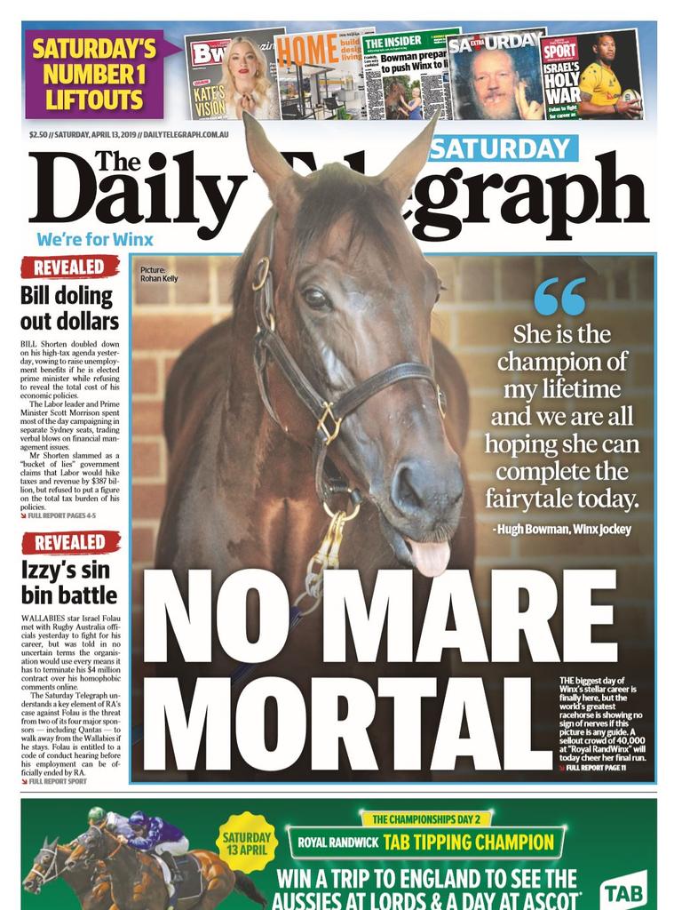 Daily Telegraph front page for April 13