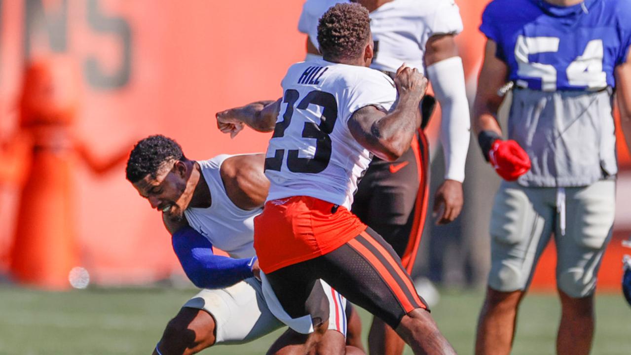 NFL 2021 New York Giants, Cleveland Browns, joint practice fight, video