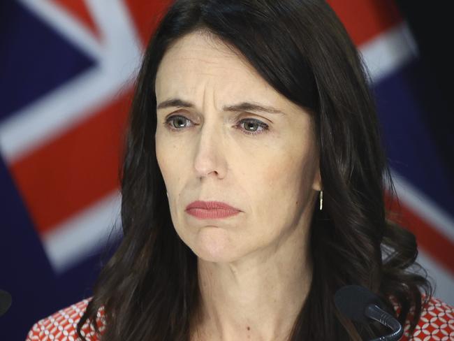 WELLINGTON, NEW ZEALAND - JANUARY 26: Prime Minister Jacinda Ardern looks on during a press conference at Parliament on January 26, 2021 in Wellington, New Zealand. Ardern said that the Government could approve a COVID-19 vaccine as soon as Wednesday, February 3. New Zealand's first shipment of the Pfizer-BioNTech vaccine is due to arrive by the end of March with a priority focus on border workers. (Photo by Hagen Hopkins/Getty Images)