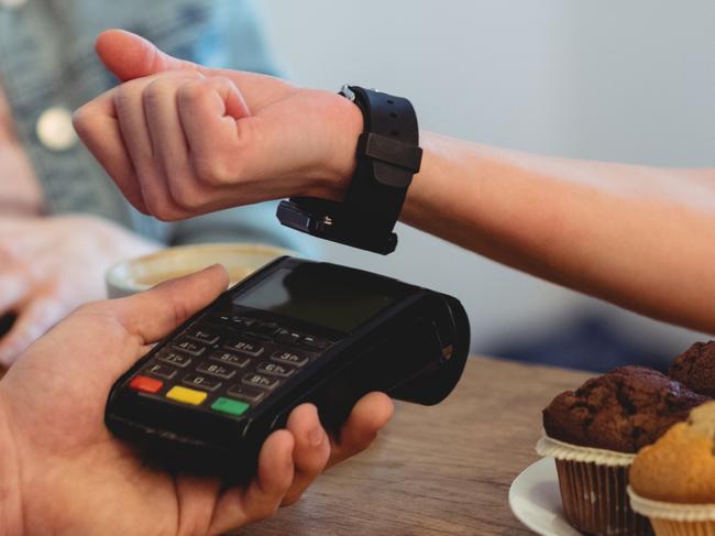 A woman using her smartwatch to pay. Picture: Supplied.