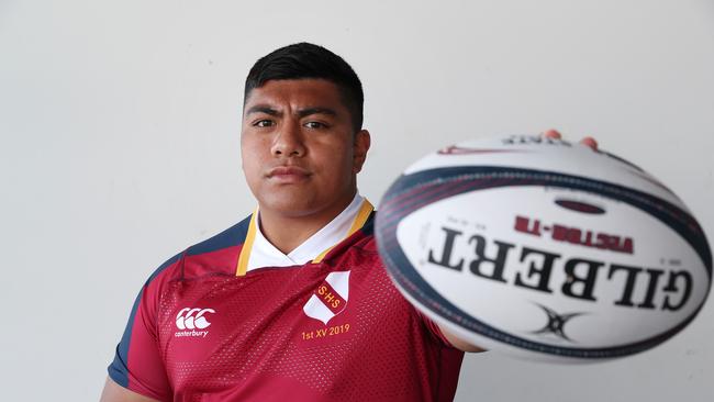 BSHS captain Linston Tafa-Tuimavave at the GPS rugby season launch, South Brisbane. Picture: Liam Kidston.