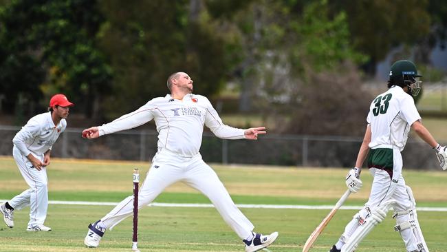 SC bowler Michael Woster Second grade club cricket South Brisbane v Sunshine Coast .