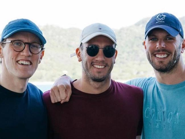 Mack Horton with Zac Incerti and Kyle Chalmers tagged at Magnetic Island on June 27.