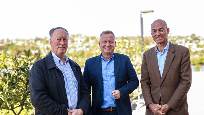 TCCI Board Member Ian Jones, Premier Jeremy Rockliff and Deputy Premier Guy Barnett announced the government will consider the proposed merger of TasPorts, TT-Line and TasRail into a unified government-owned entity. Picture: Stephanie Dalton