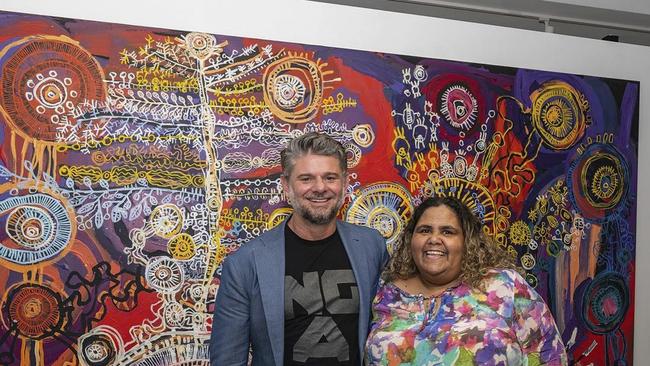 NGA Director Nick Mitzevich and Sally Scales – Ms Scales, a board member of the APYACC was appointed to the board of the NGA earlier this year after a brief career as an artist. Picture: Instagram