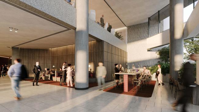 Artist's impression of the new lobby at 100 King William St, Adelaide. Picture: Supplied by developer Quintessential