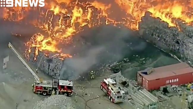 Fire crews battle the large blaze. Picture: NINE NEWS