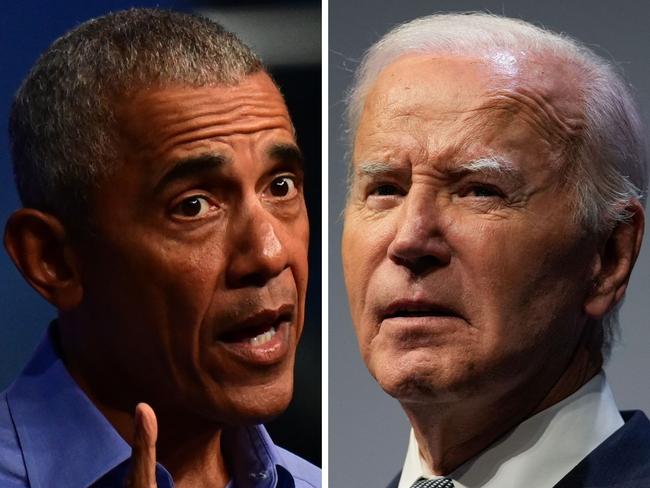 Barack Obama has reportedly told Joe Biden's allies to have him seriously consider whether to stay in the race. Pictures: Getty