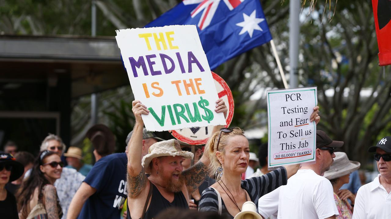 A Freedom Rally was held on the Esplanade north of Muddy's on Saturday, before around 700 supporters marched down the Esplanade and past the children's playground, down to the lagoon and back. PICTURE: Brendan Radke