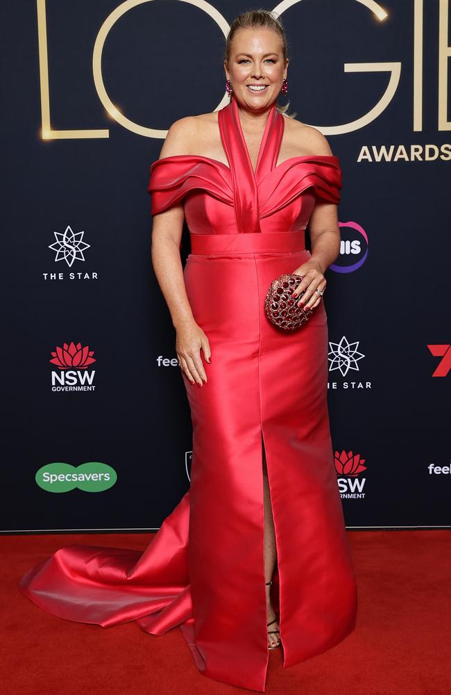 A ruby red moment from Samantha Armytage. Picture: Getty Images