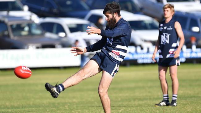 Noarlunga’s Victor Robertson booted five goals in the victory against Cove on Saturday. Picture: Keryn Stevens