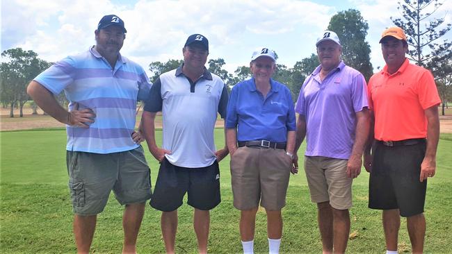 Handiskins finalists (from left) Troy Smith, Lewis Tuck, Peter Lewis and Dean Kercher with golf pro Roger Vandenberg.