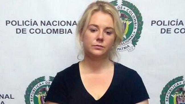 Australian citizen Cassandra Sainsbury was arrested with 5.8 kilos of cocaine at the International Airport the Dorado, in Bogota, Colombia. Picture: EPA/Colombia Anti-narcotics Police