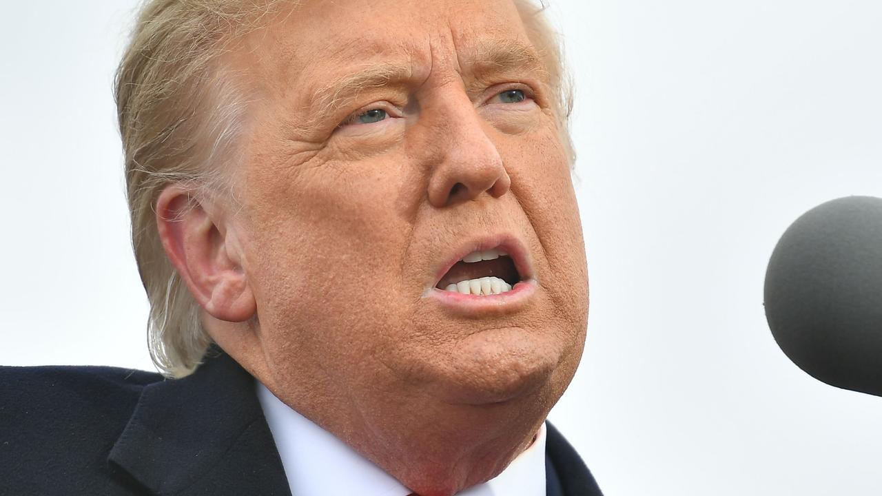 Donald Trump speaking at the rally. Picture: Mandel Ngan/AFP