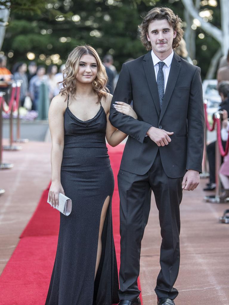 Tayla Crocker partnered by Cooper Bax. Toowoomba State High School formal at Picnic Point. Friday, September 9, 2022. Picture: Nev Madsen.