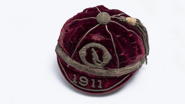 Rugby League ceremonial cap awarded to players chosen to represent State or Country 1911 featured in<i> The Storytellers </i>exhibition. Photo: Carl Warner