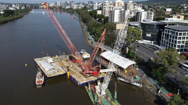 Cranes in action at the Drift site last week.