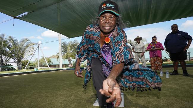 Aunty Tijila Turner at the IWC Loving Life Lawn Bowls Tournament. Photo Solana Photography.