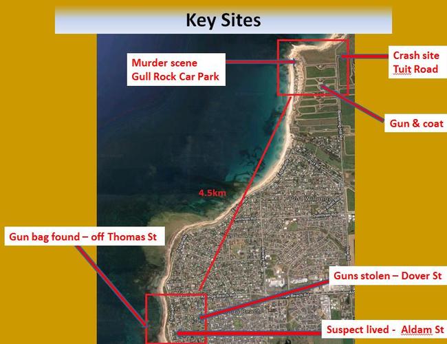 Key sites in the murder of Robert Sabeckis. Picture: SA Police