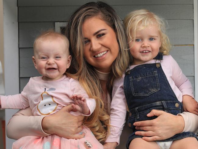 Abby Gilmore with daughters Arlo and Milla. Picture: Alex Coppel