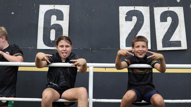 Some young fans cheering on the Panthers. Picture: D Wigley