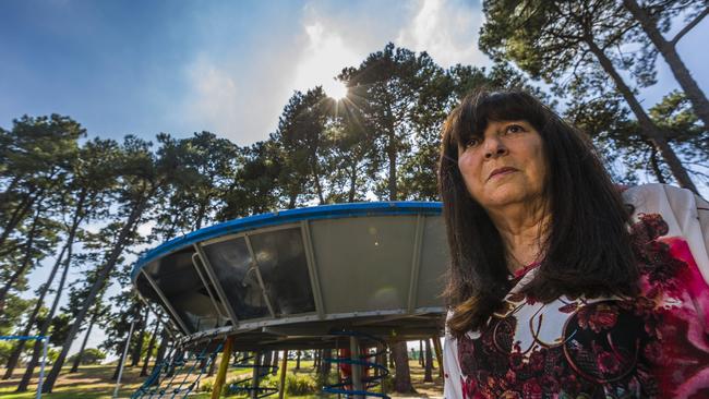 Westall witness Suzanne Savage at the Clayton South UFO park which was built in memory of the 1966 sighting. Picture: Valeriu Campan