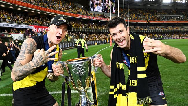 Dustin Martin is the first three-time winner of the Norm Smith Medal in the game’s history. Picture: Quinn Rooney/Getty Images