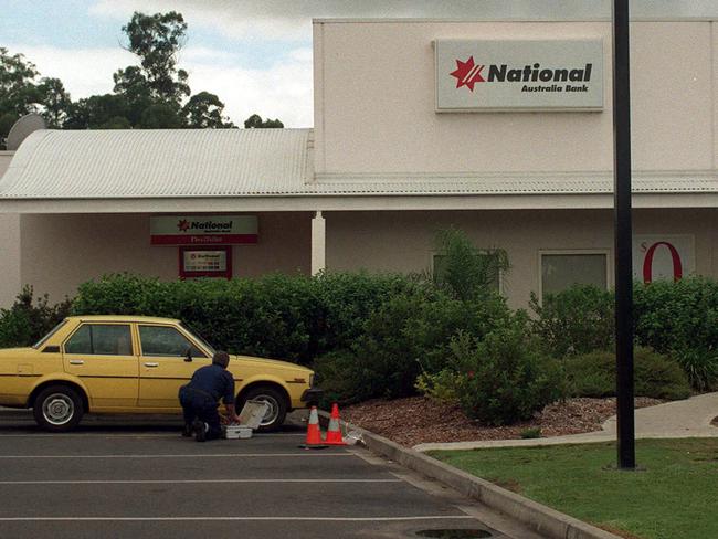 The investigation at the scene of the alleged armed bank robbery. Picture: Supplied