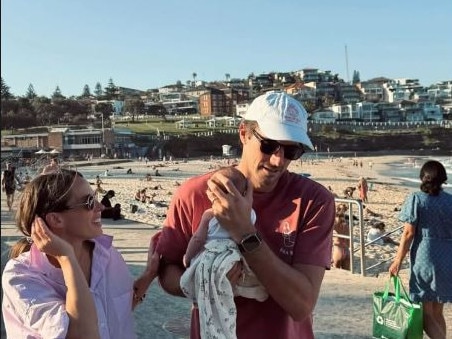 Pat Cummins and wife Becky with baby Edi