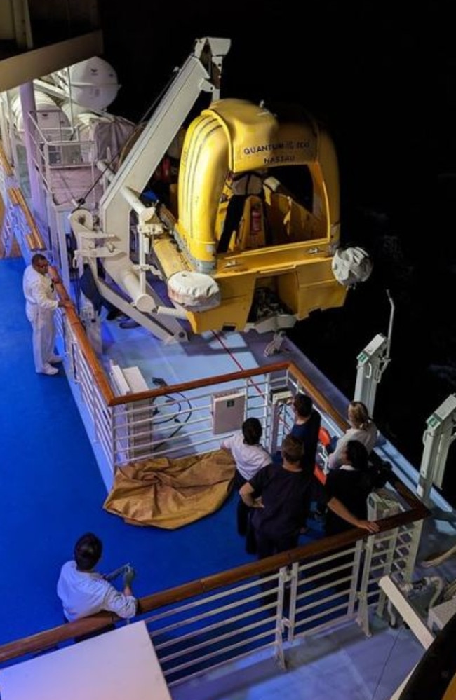 Scenes from the Quantum of the Seas after a man went overboard. Picture: Joshua Reynolds/Facebook