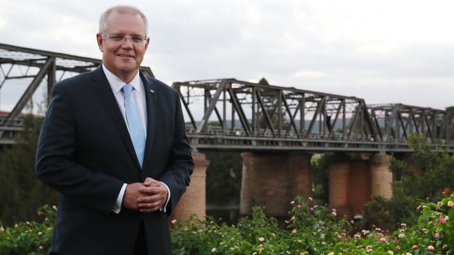 Prime Minister Scott Morrison in Sydney’s western suburbs on the first day of the election campaign. Picture: Adam Taylor