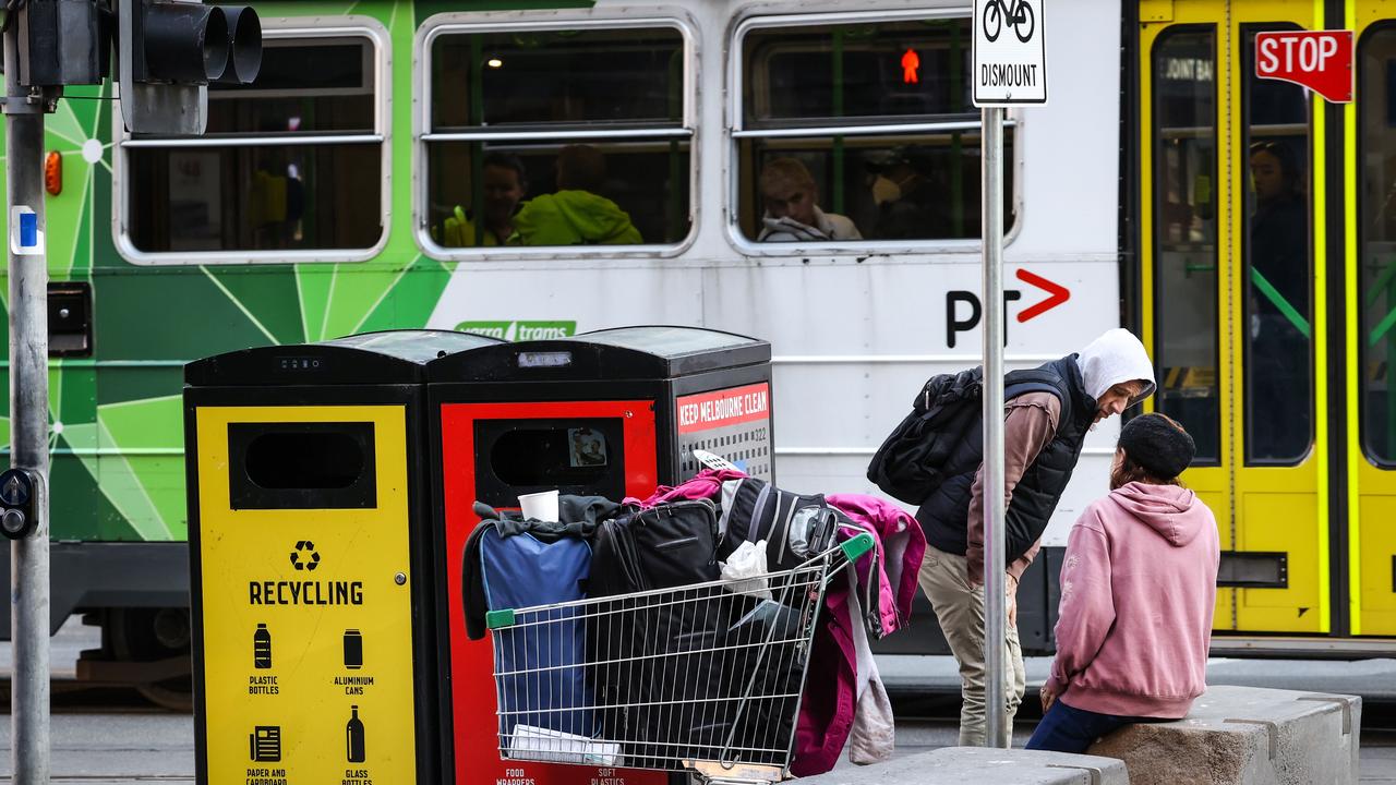 Elizabeth Street in the CBD at times can be a haven for the homeless. Picture: NCA NewsWire / Ian Currie