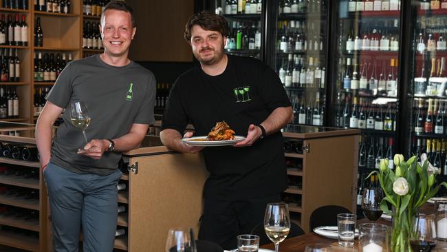 Co-owner Mathieu Smeysters with head chef Josh Lansley at East End Cellars' new food-focused venue in Norwood Green. Picture: Naomi Jellicoe