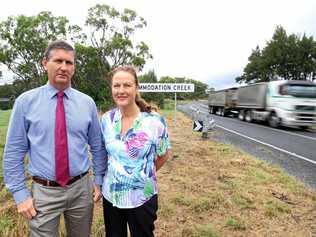 NOT SAFE: Southern Downs MP Lawrence Springborg with Cr Marika McNichol hope the Accommodation Creek bridge will be made safer. Picture: Liana Turner