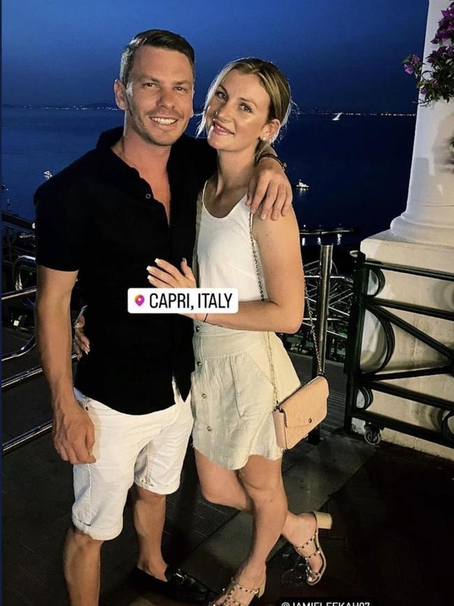 The full length photo of jockeys Ben Melham and Jamie Kah in Italy. Picture: Instagram