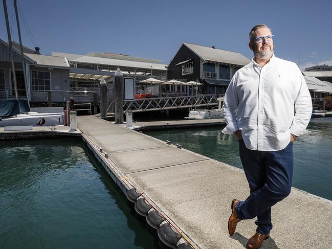 Rice Boi Owner Tony Kelly at the site where he is building a new Rice Boi Beer Garden Restaurant by the water on Mooloolaba Marina to be opened before Christmas. Photo Lachie Millard