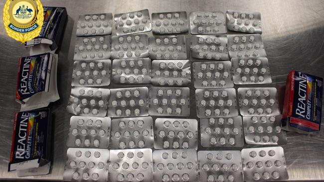 Australian Border Force intercepted multiple packages of sinus and allergy tablets, imported by Frankie Piccolo. Picture: ABF