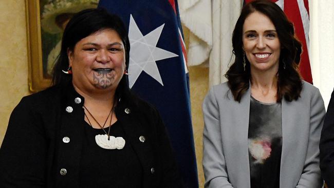 NZ’s Foreign Minister Nanaia Mahuta with P Jacinda Adern. Picture: AFP.