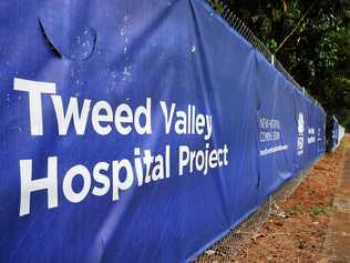 A security fence is being built around the new Tweed Valley Hospital site at Cudgen. Picture: Scott Powick