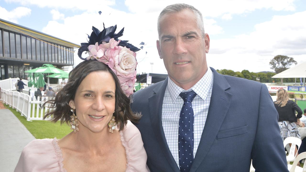 Melita and Aaron Hohn at the 2023 Audi Centre Toowoomba Weetwood race day at Clifford Park Racecourse.